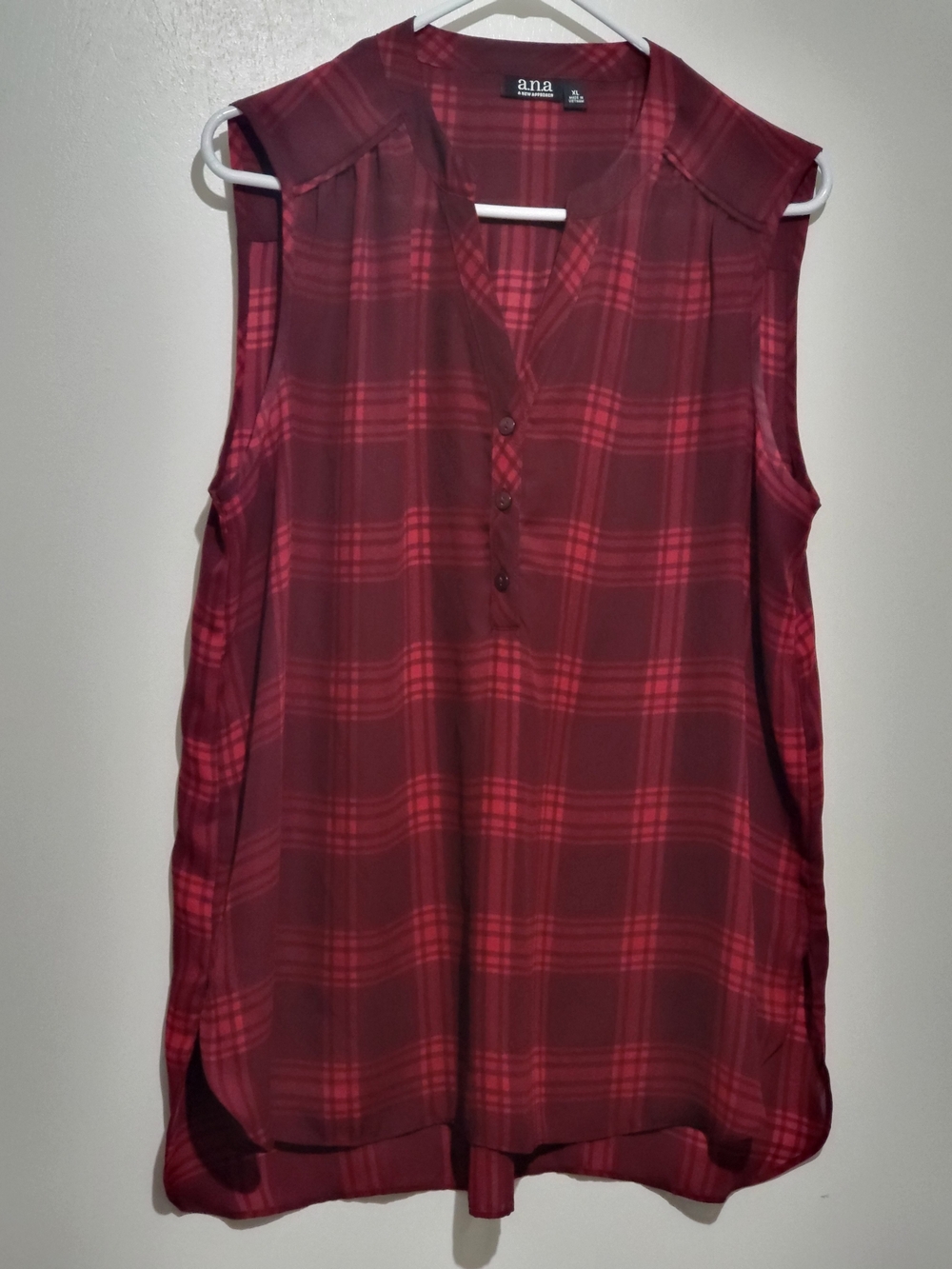 a.n.a Sleeveless Burgundy and Red Plaid Camisole